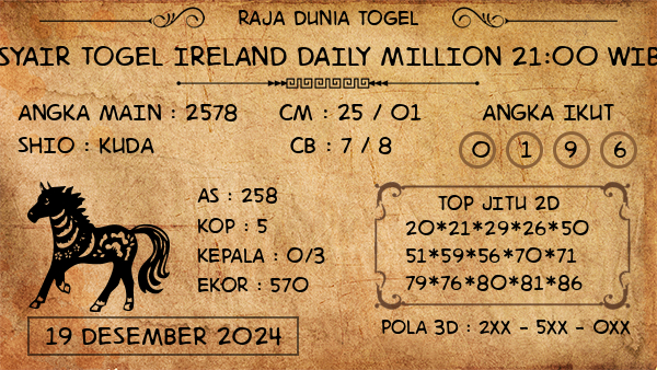 Prediksi Ireland Daily Million 21:00 WIB