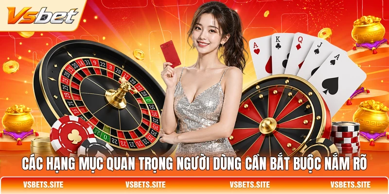 Các hạng mục quan trọng người dùng cần bắt buộc nắm rõ